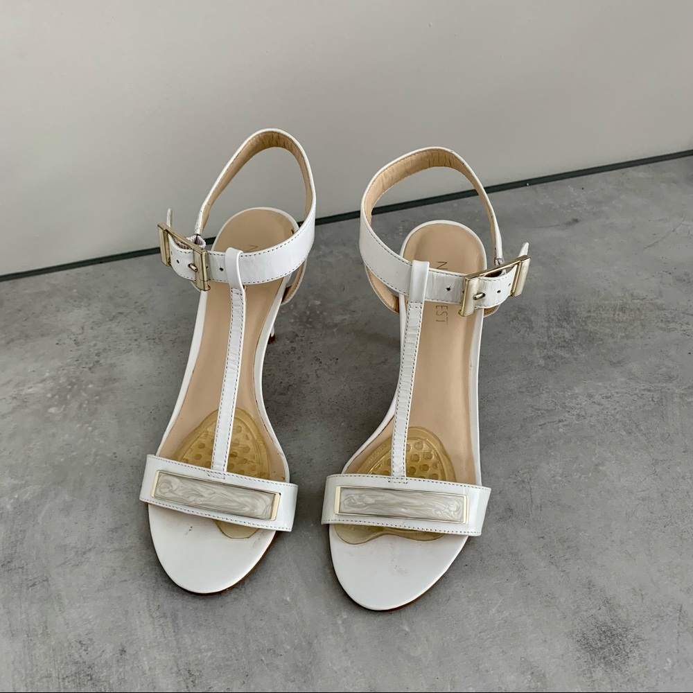 White Ankle Strap Sandals, Nine West